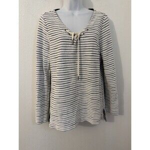Tommy Bahama Womens Tunic S Nautical Coastal Resortwear Boho Striped Lace-Up